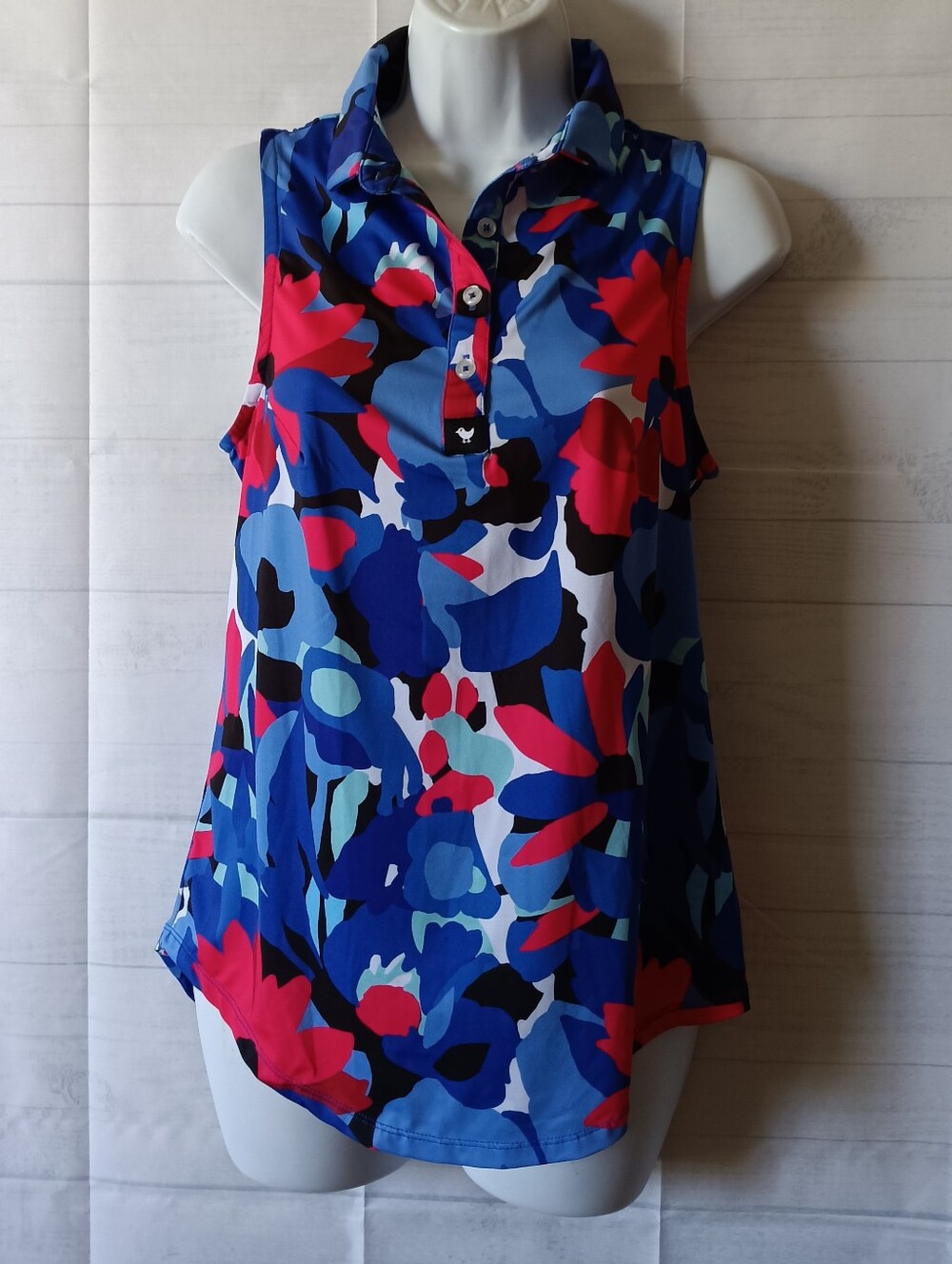 Bad Birdie Floral Camo Sleeveless Golf Polo Top